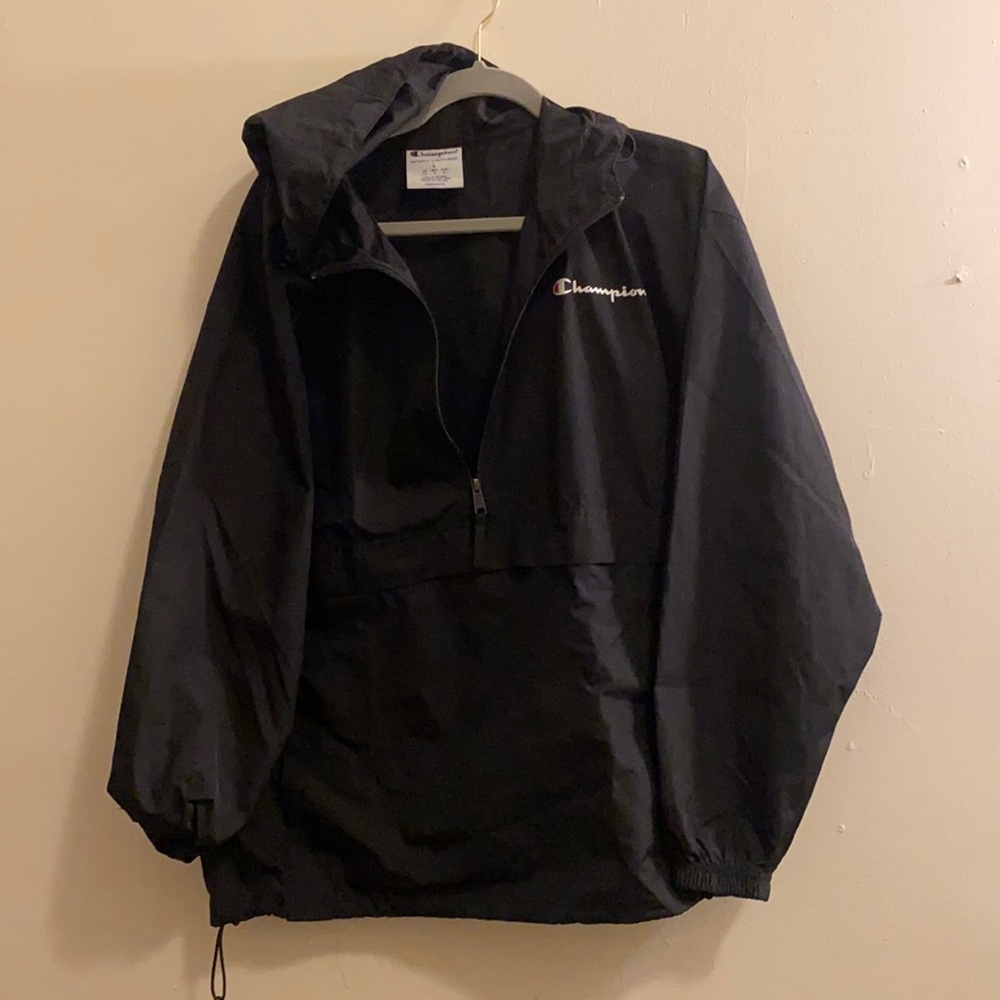 Black Champion Quarterzip Windbreaker